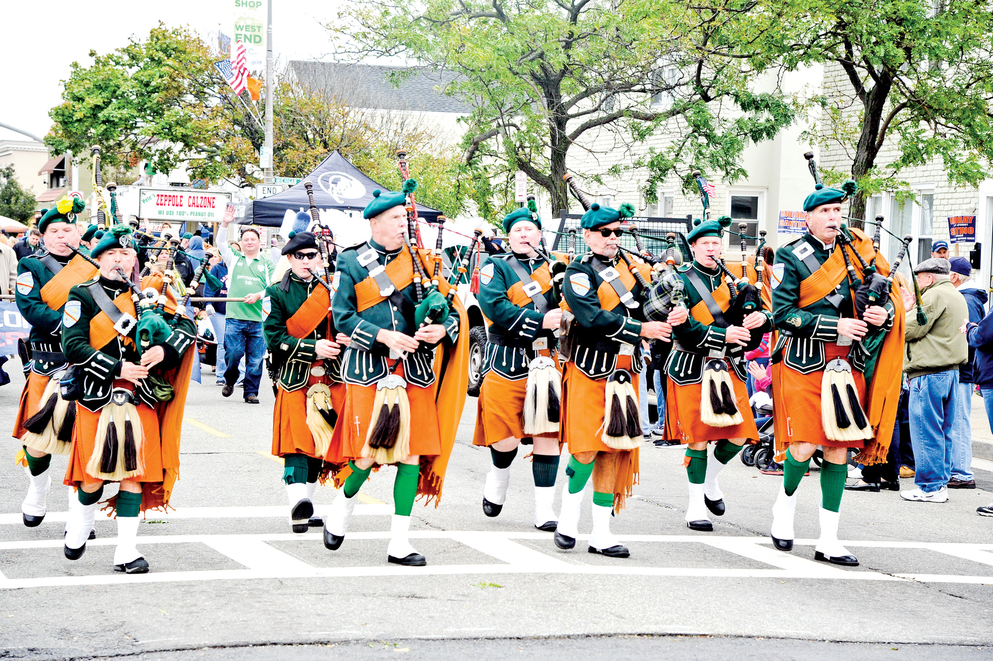 New York State Courts Pipe and Drums were among the many bands and organizations that marched in the parade last Saturday.