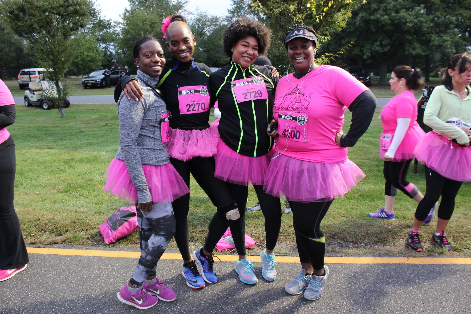 Charlene Jean, 31, left, of Elmont came out to run with fellow divas Zakiya Jenkins, 35, of St. Albans, Queens, Maya Cox, 36, also of St. Albans, and Lashawn Smith, 34, of Laurelton, Queens.