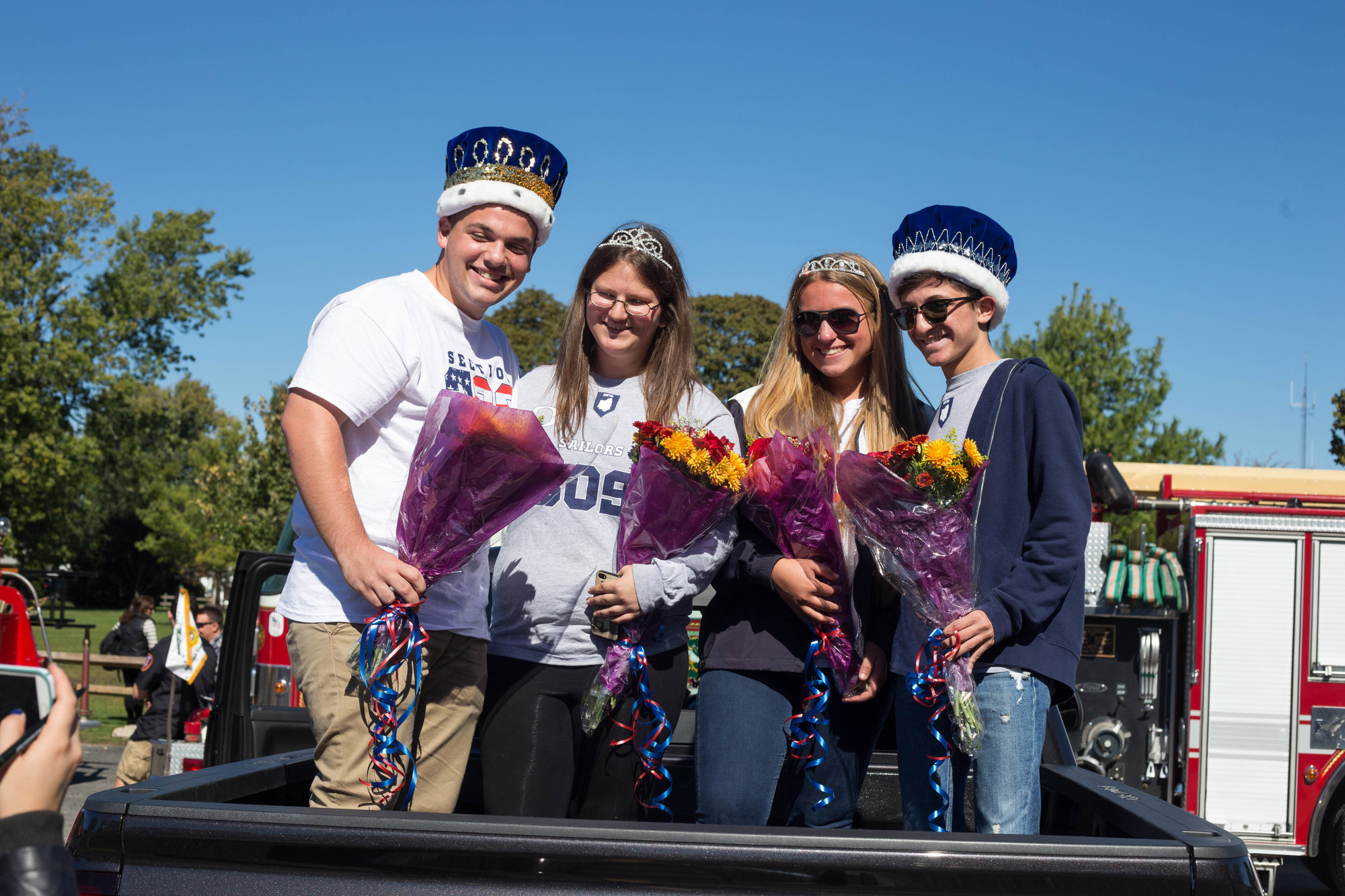 The Homecoming Court looked over their subjects. From left, King Ben Cyrulnik, Queen Samantha Colten, Princess Grace Bandini, and Prince Ben Murasso.
