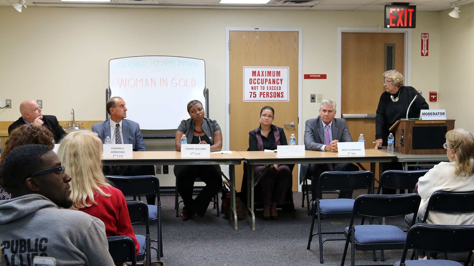 Six candidates for the county legislature and Hempstead Town Board answered residents' questions last week at a candidates forum organized by the League of Women Voters of Nassau County.