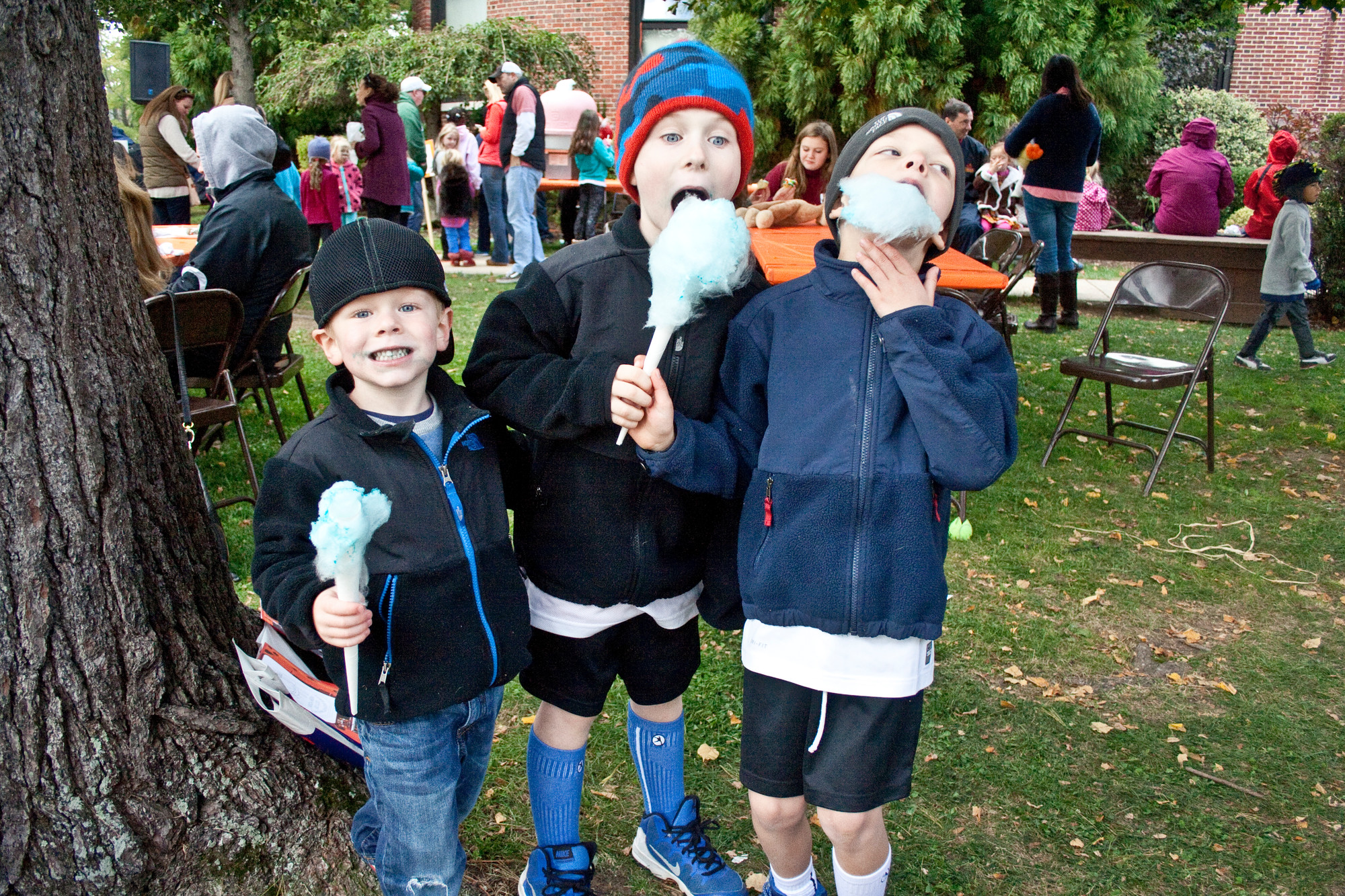 Jack Morin and his brother Gavin, along with their friend Luca Iacobellis, chomped down on some cotton candy.