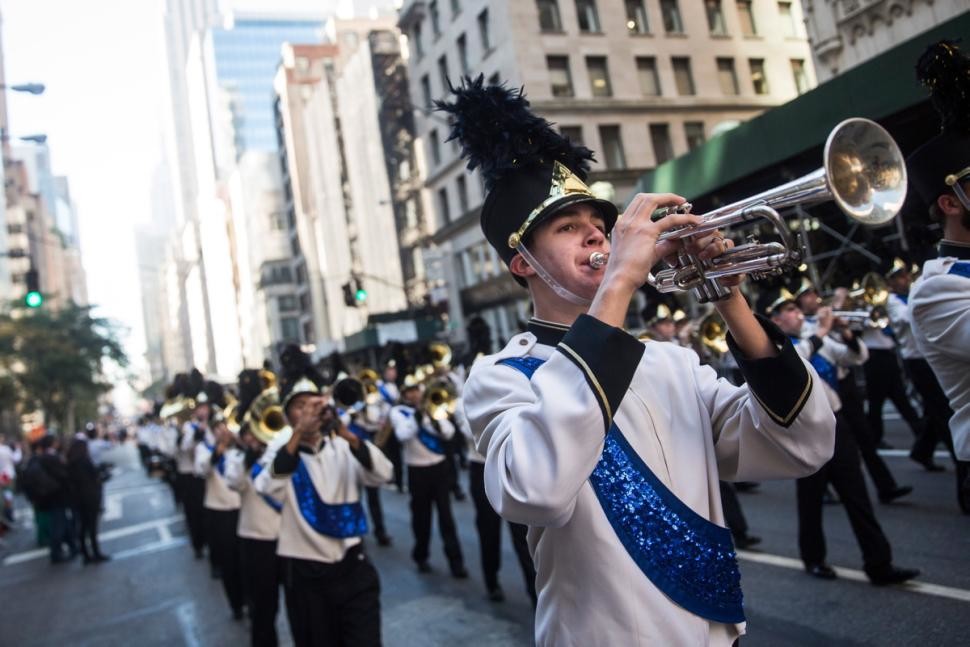 Photos courtesy the East Meadow School District
The East Meadow High School marching band earned its 13th first-place victory in its two-plus decades of competing in the Columbus Day Parade.
