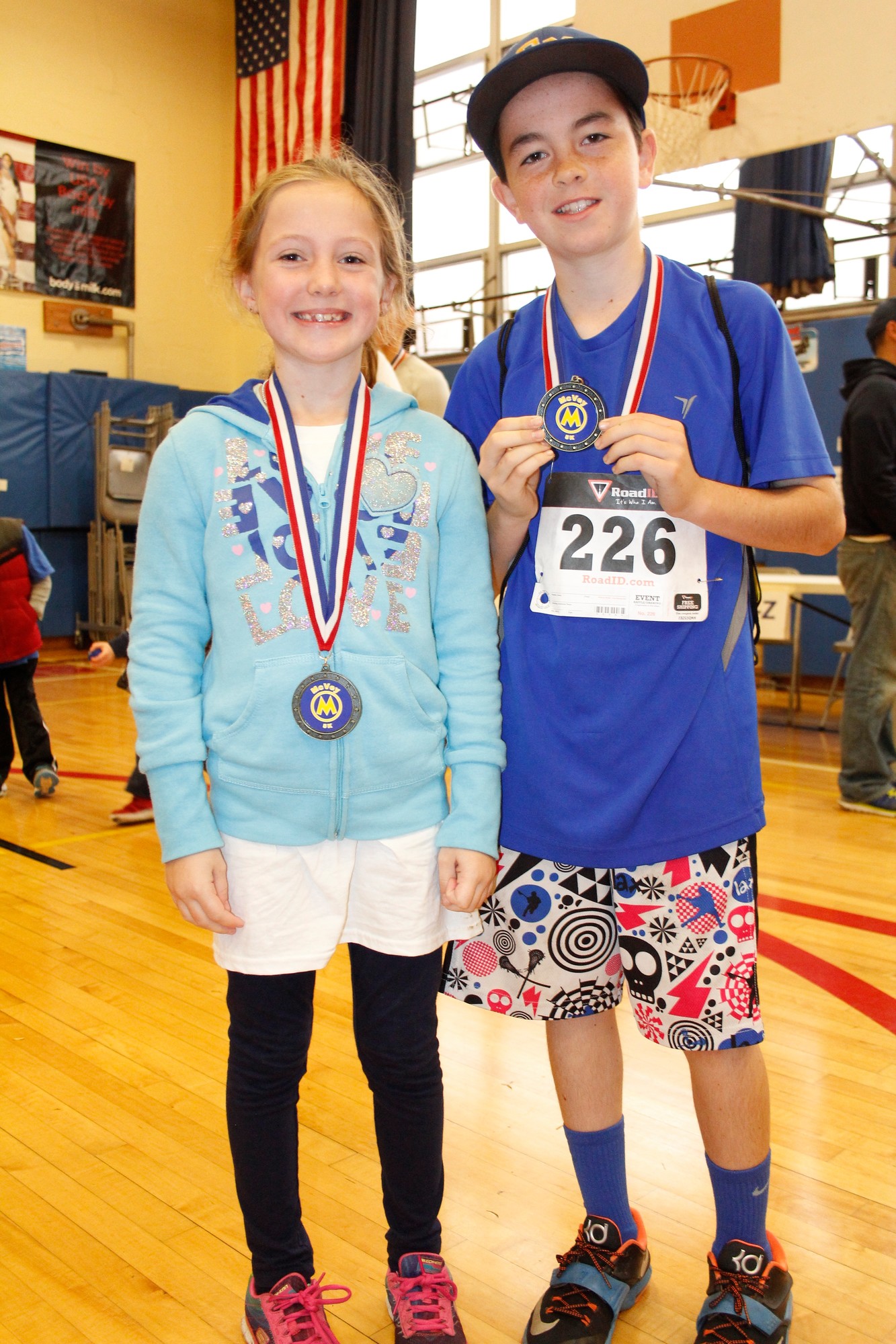 Top student finishers for McVey, Kaitlynn Lindow, a third-grader, and Eric Whitehurst, a fifth-grader.