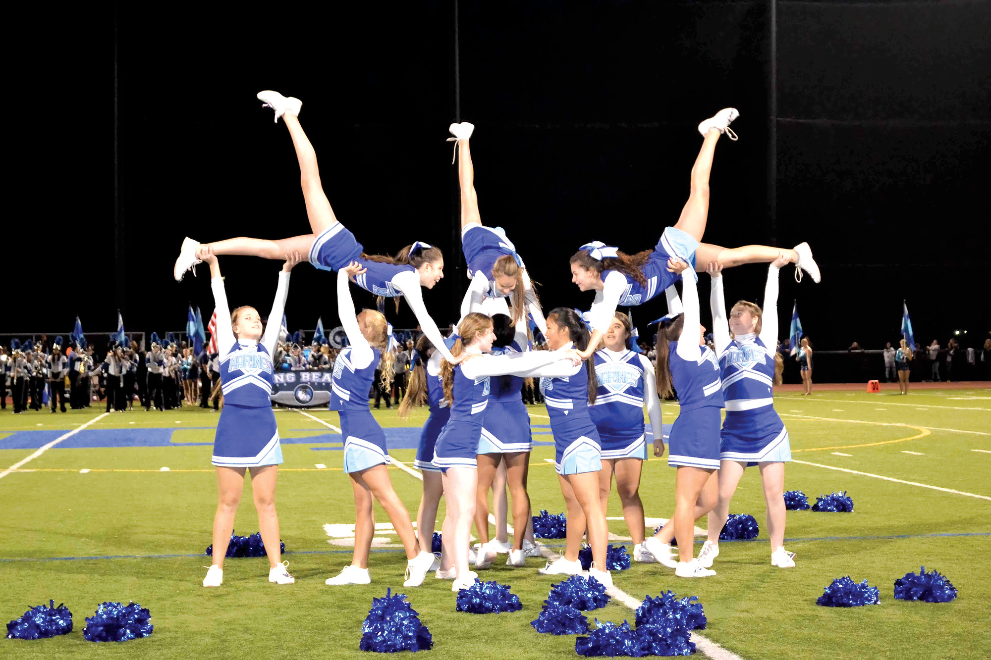 The cheerleaders were also featured in the halftime show festivities.