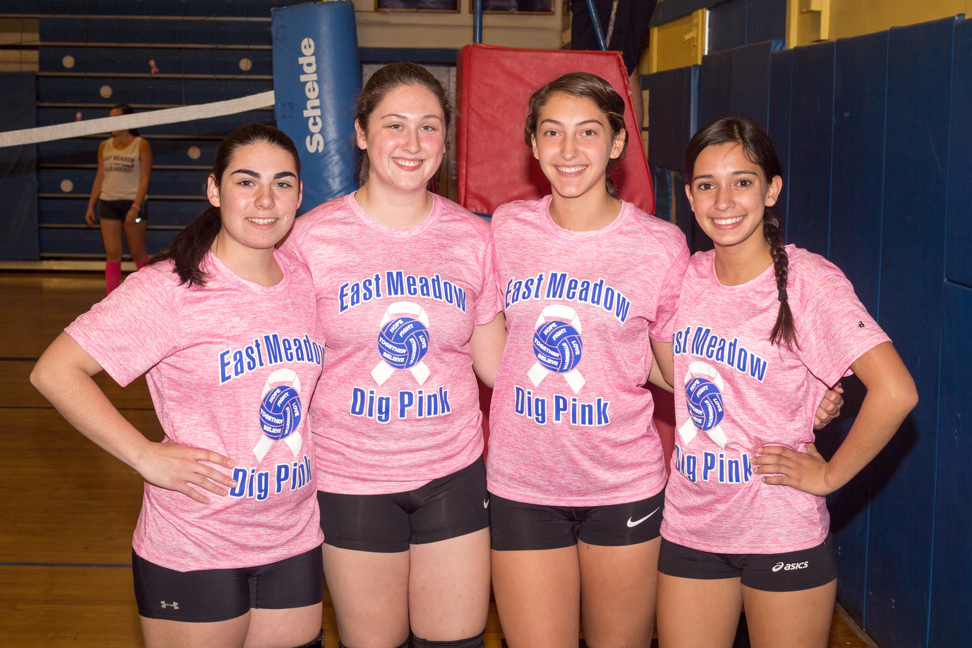 Gabby Heim, Rachel Polansky, Leila Sayan and Gianna Imperiale of East Meadow High's varsity volleyball squad.
