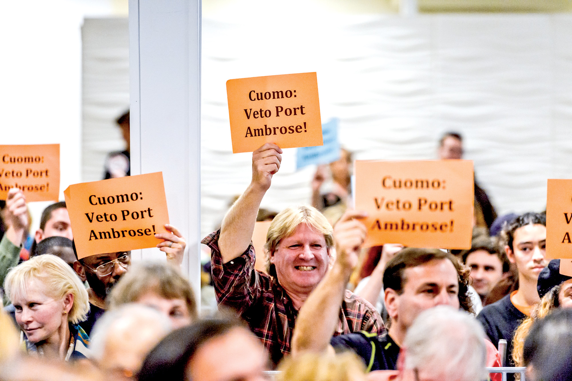 Environmentalist Scott Bochner was among the hundreds who turned out to voice their opposition to Port Ambrose.