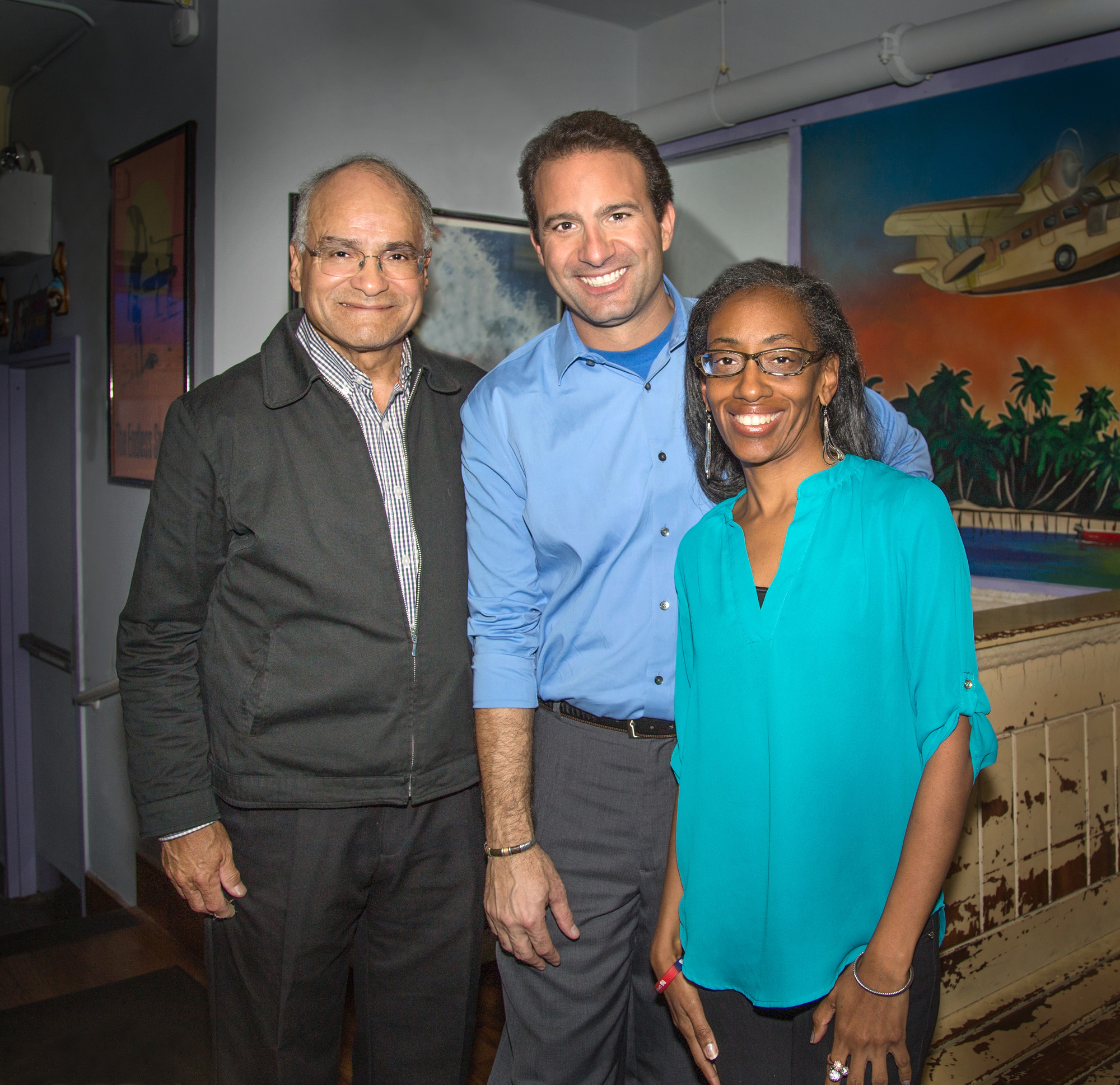 City Council President Len Torres, Councilman Anthony Eramo and Councilwoman-elect Anissa Moore after the election results came in on Tuesday night.