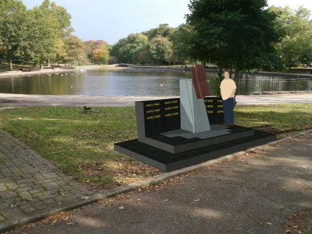 A rendering of the 9/11 memorial that is scheduled to be completed next June in Hall’s Pond Park.