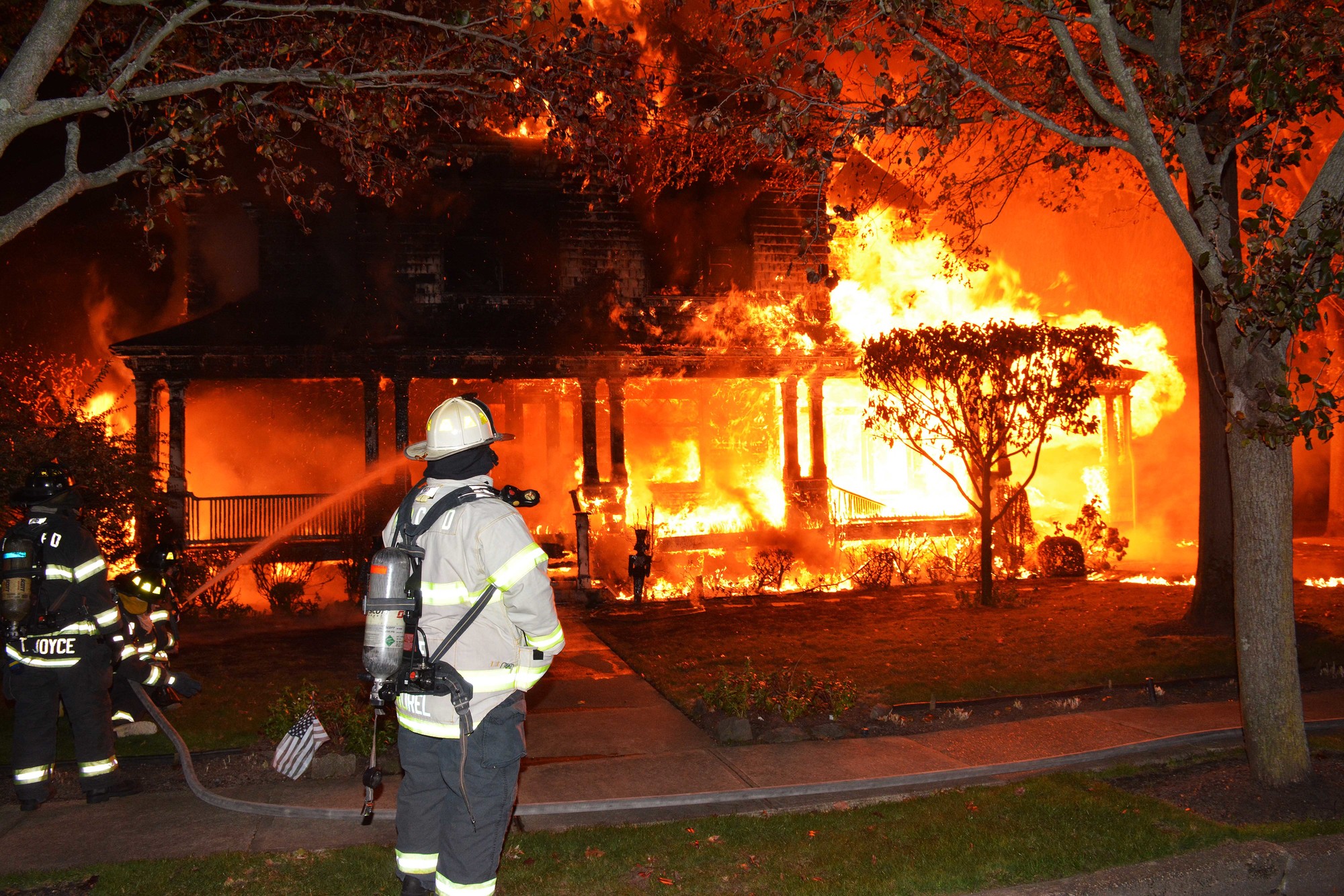 Firefighters from Rockville Centre and many neighboring towns battled the blaze for hours.