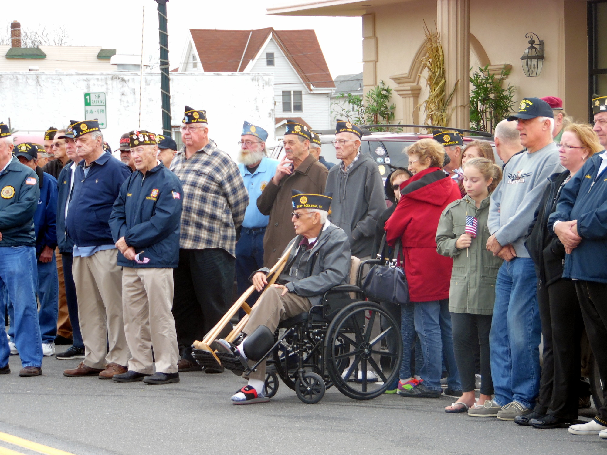 Veterans and residents lined the street to pay tribute at the ceremony.