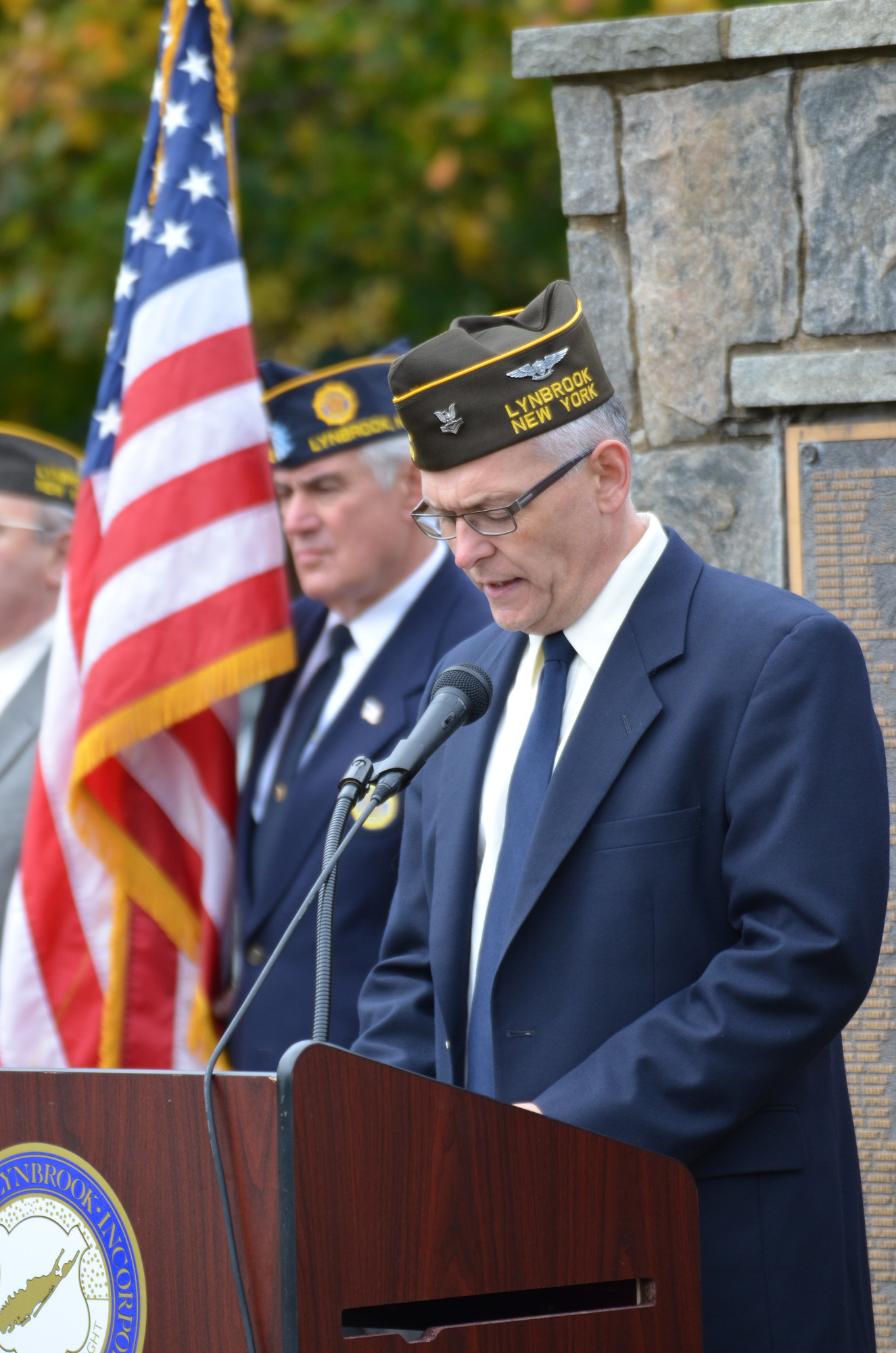 Patrick Nealon, commander of the Lynbrook Veterans of Foreign Wars, spoke to the crowd.