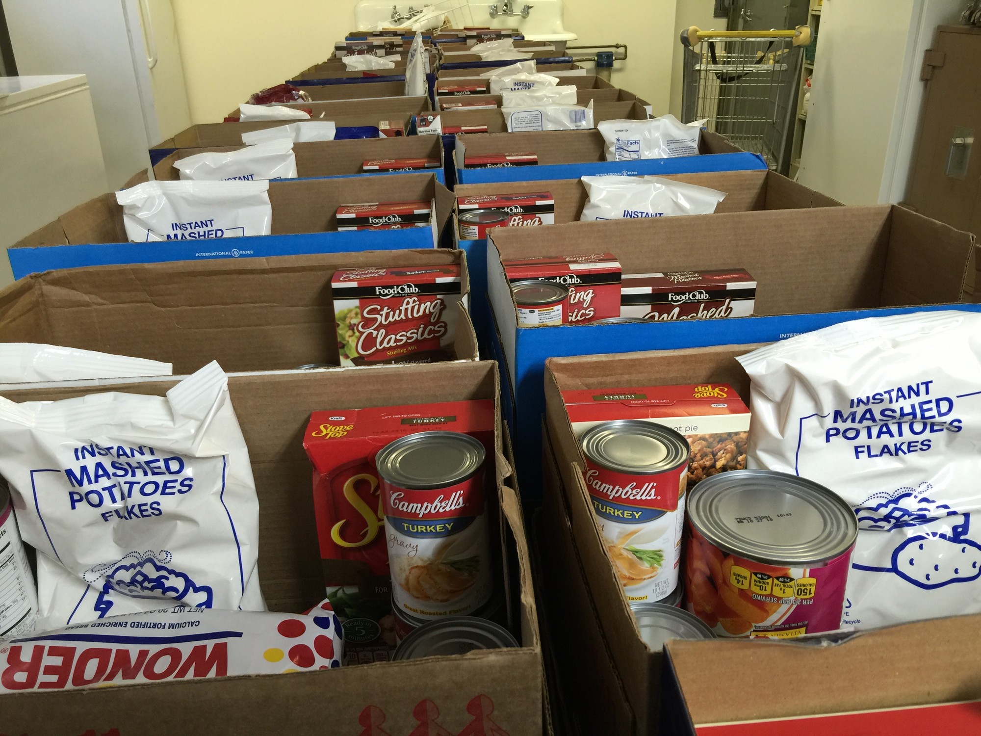 More than 120 boxes filled with thanksgiving items were delivered last Saturday.