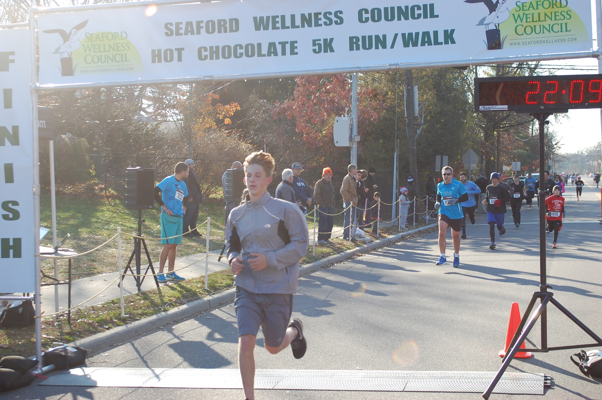 Seaford High Ninth-grader Chris Schneider crossed the finish line.