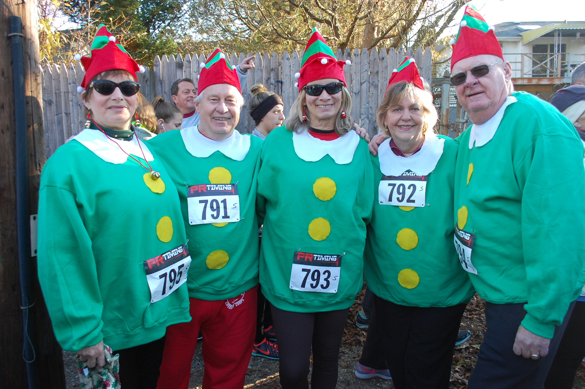 Members of the Seaford Lions Club, including Pat Carpenter, Donald Paulson, Nancy Kohler, Donna Kohler and Charles Wroblewski, ran the race together, dressed as elves.