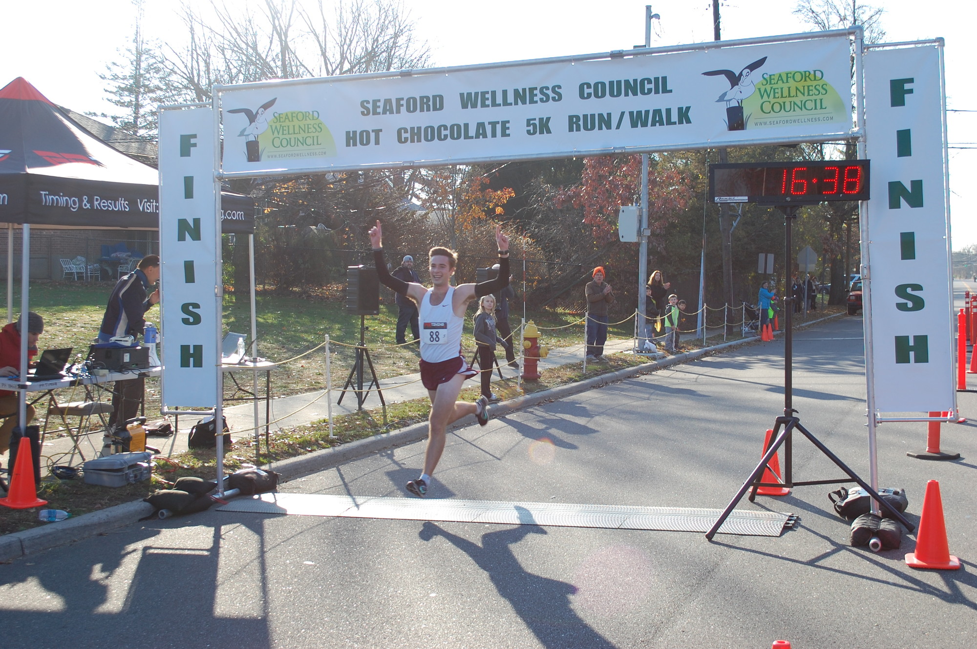 Patrick Burke, 23, of Seaford, was the winner of Saturday’s 12th annual Hot Chocolate Run.