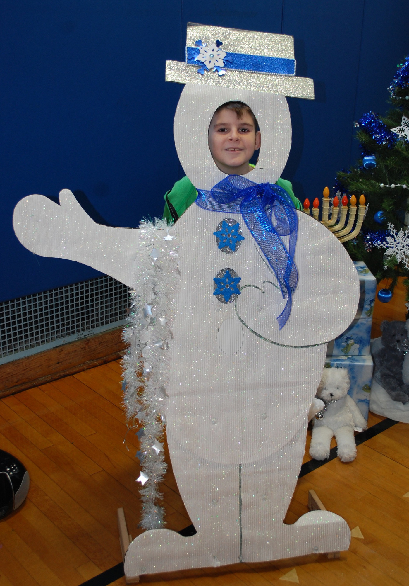 Fifth-grader Jared Saloman transformed into a snowman.
