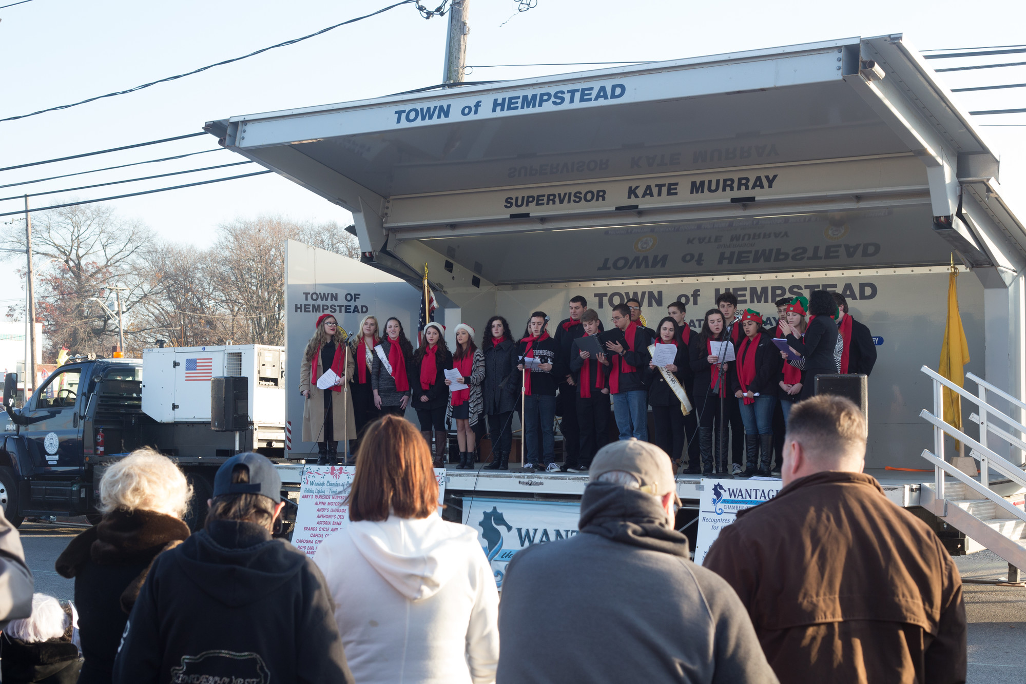 The Wantagh High School Jazz Ensemble performed at the Chamber of Commerce’s holiday lighting ceremony last Sunday afternoon at Triangle Park.