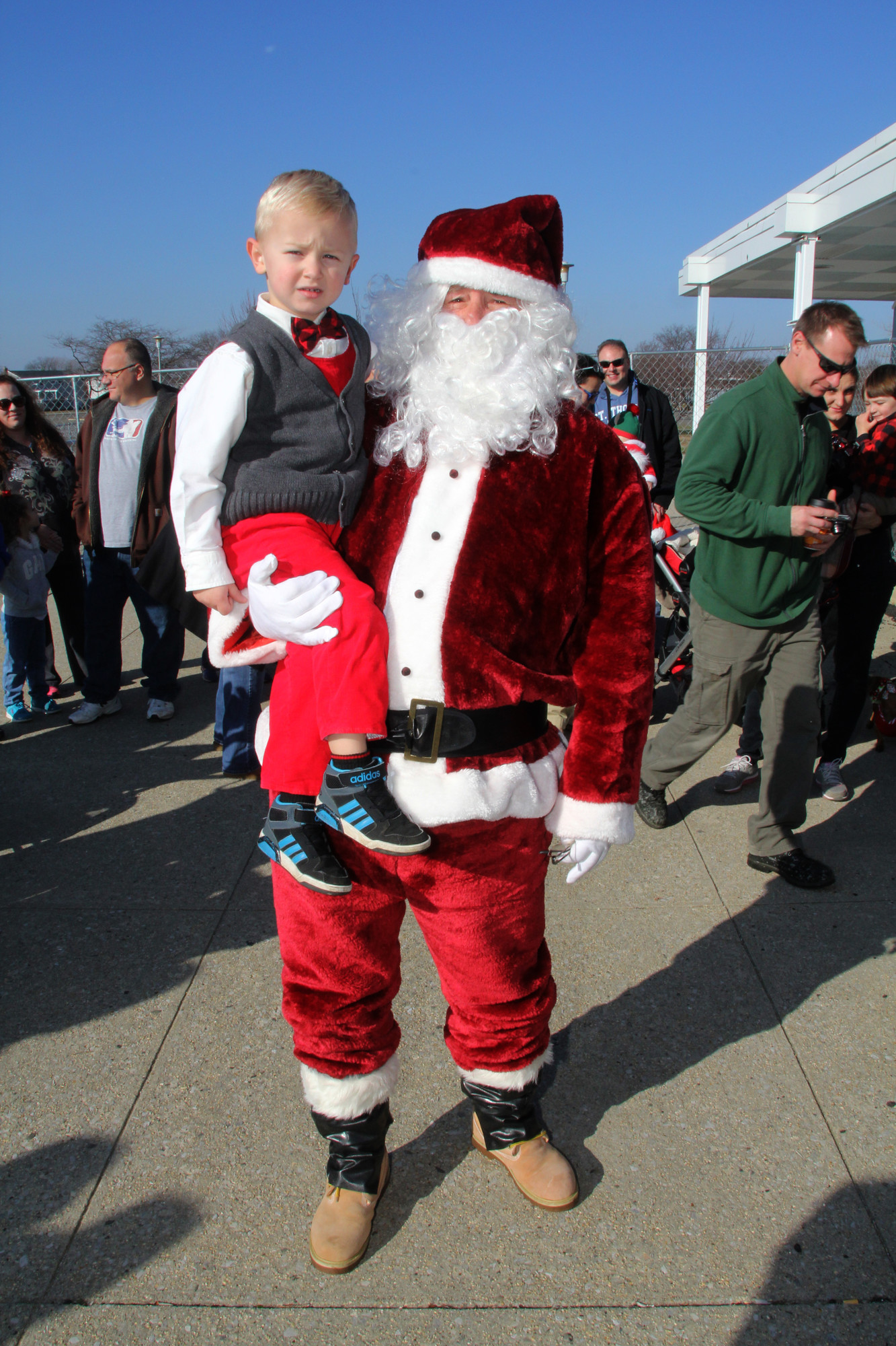 Rich Zaikowski, 3, was greeted by Santa at Wantagh Park.