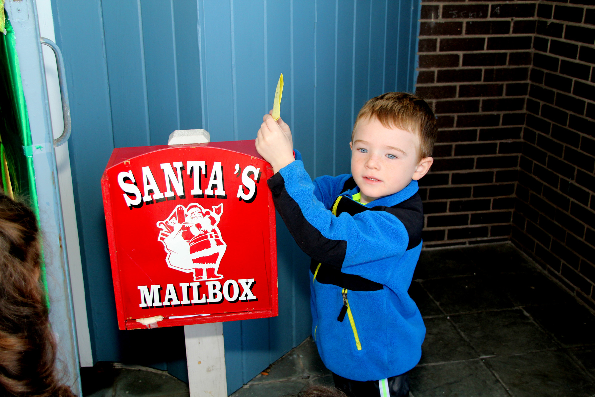 Brady Finn, 3, dropped off his letter to Santa at Wantagh Park on Dec. 5.