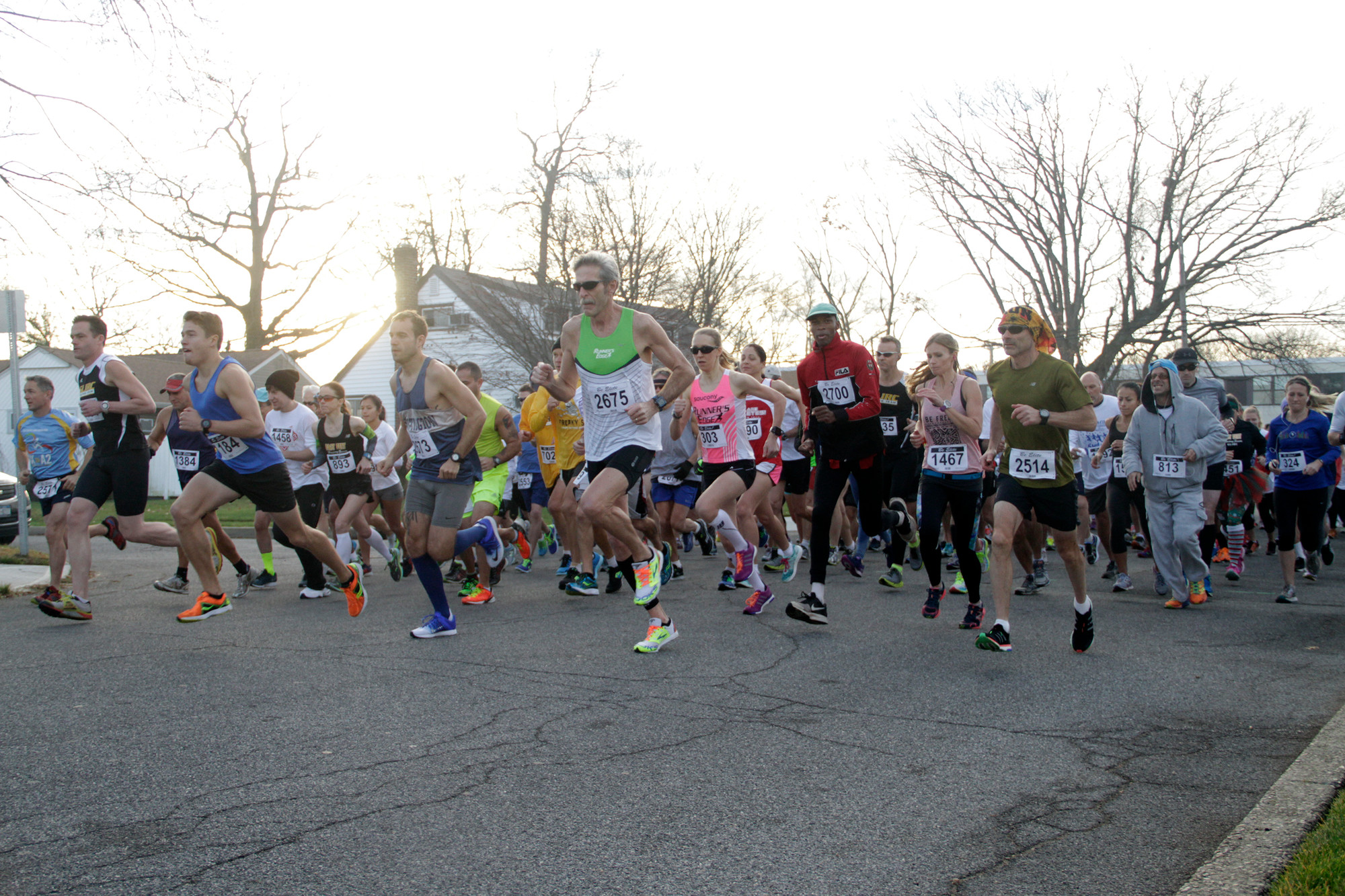 Runners head up daffodil avenue at the start of the Snowball Run, hosted by the Wantagh Chamber of Commerce, last Saturday morning.