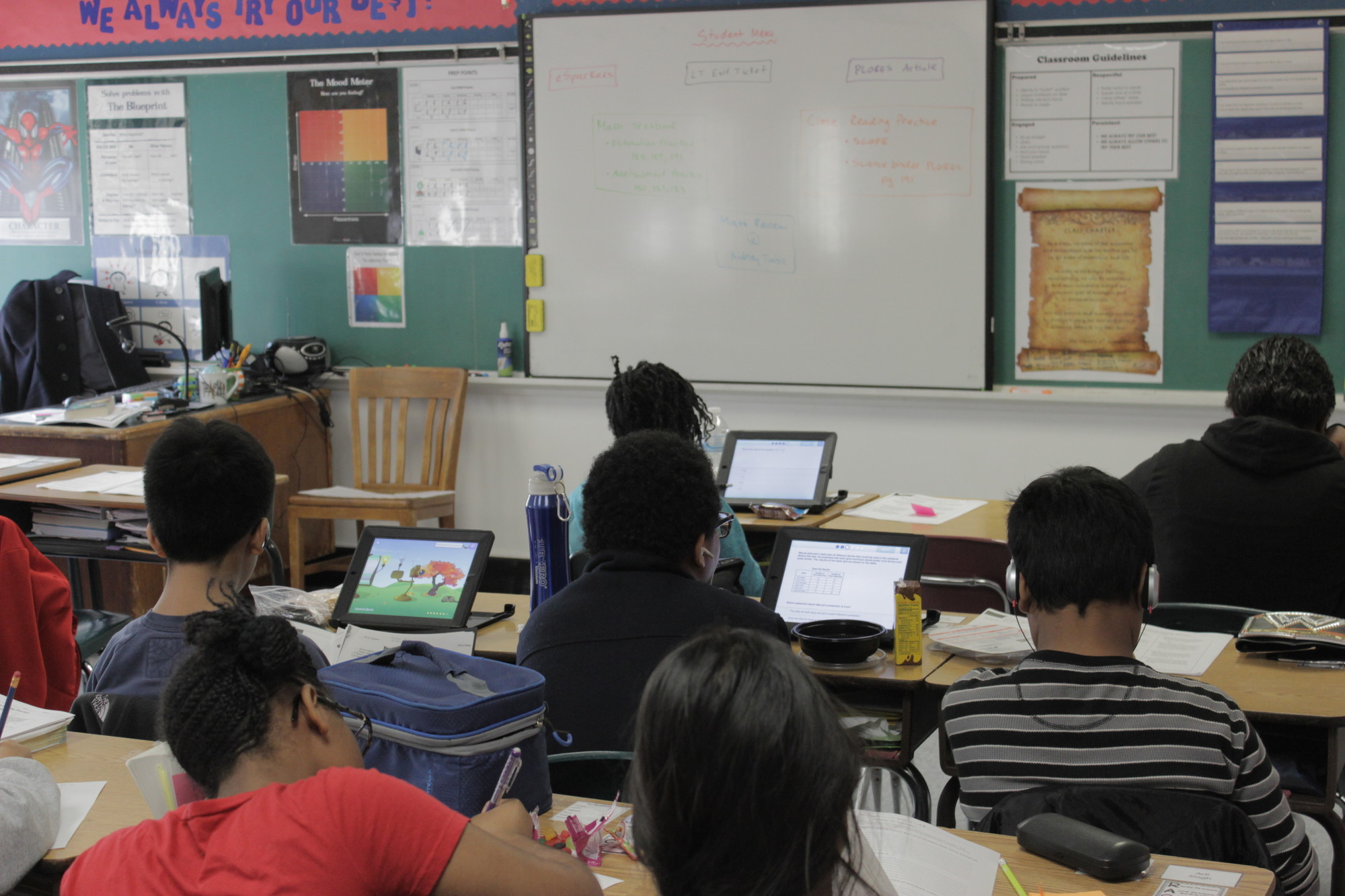 A classroom of students used iPad-based learning software at the Shaw Avenue School on Dec. 10.