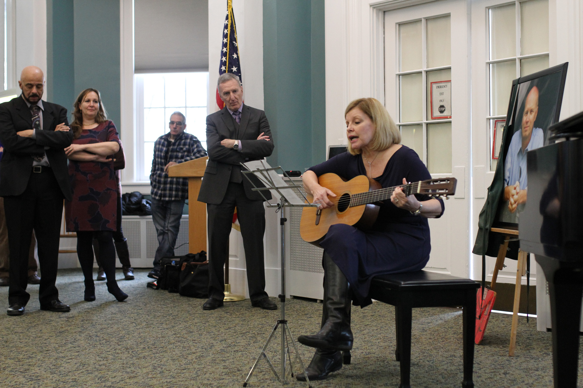 Kerry Koehler, a retired East Rockaway High School teacher and a friend of Bishop's for over 30 years, performed an original song in memory of her late friend.