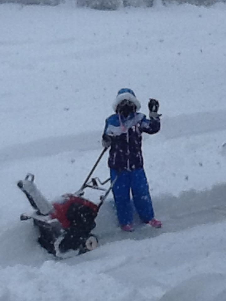 Kristine Schear Recine let her daughter use the snow blower under her father's supervision.