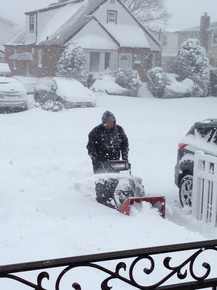 Franklin Square resident Margaret Agrippino-Petruzzo was out snow blowing during the storm.