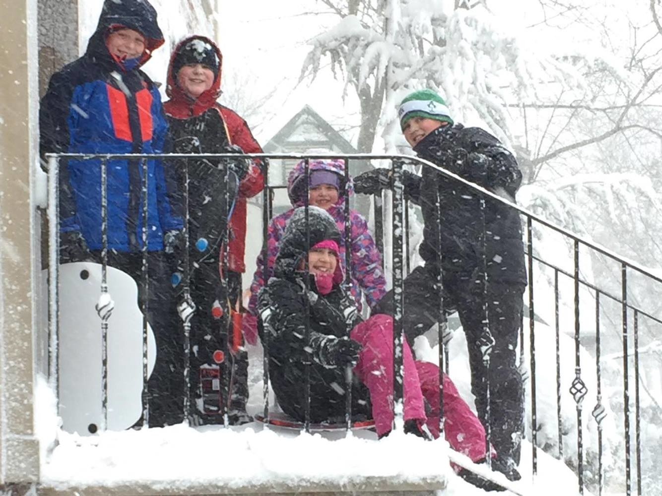 From Lynbrook: Chris, Connor, Kelsey Ambrosio and Colleen and Dillon Kelleher from Sherman street