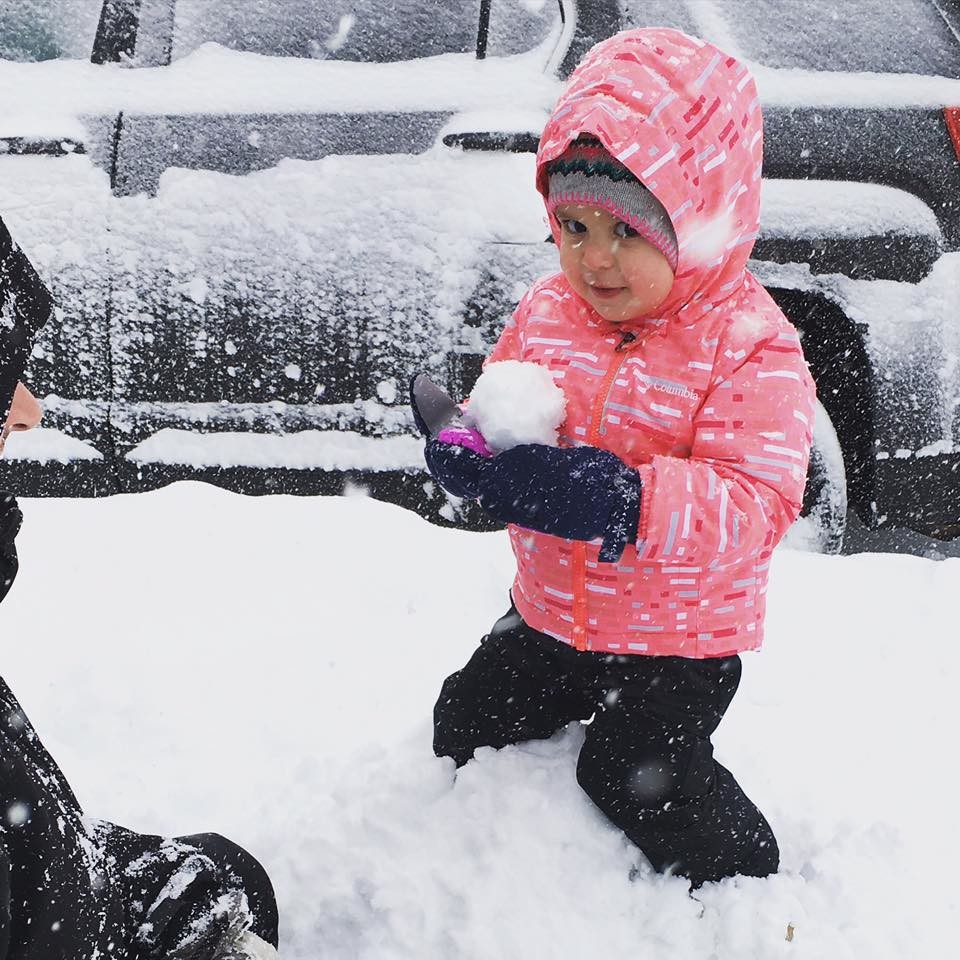 Rob Reynolds of Franklin Square taught his daughter how to make the perfect snowball.