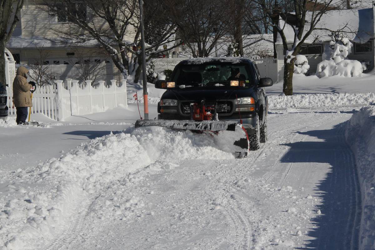 A Town of Hempstead plow was out clearing the roads.