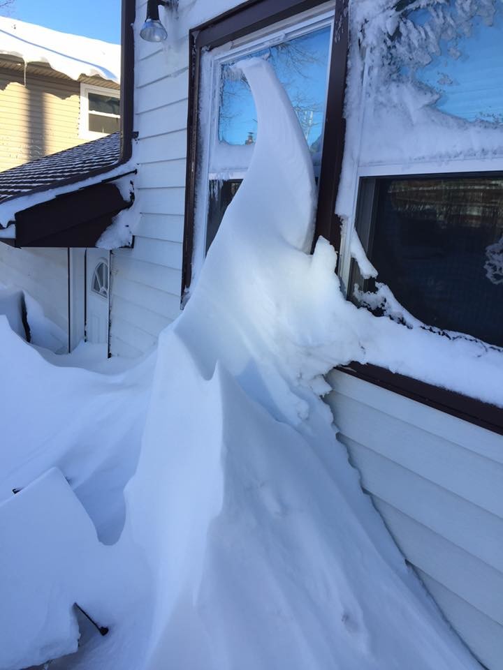 The snow drifts reached over five feet in some areas.