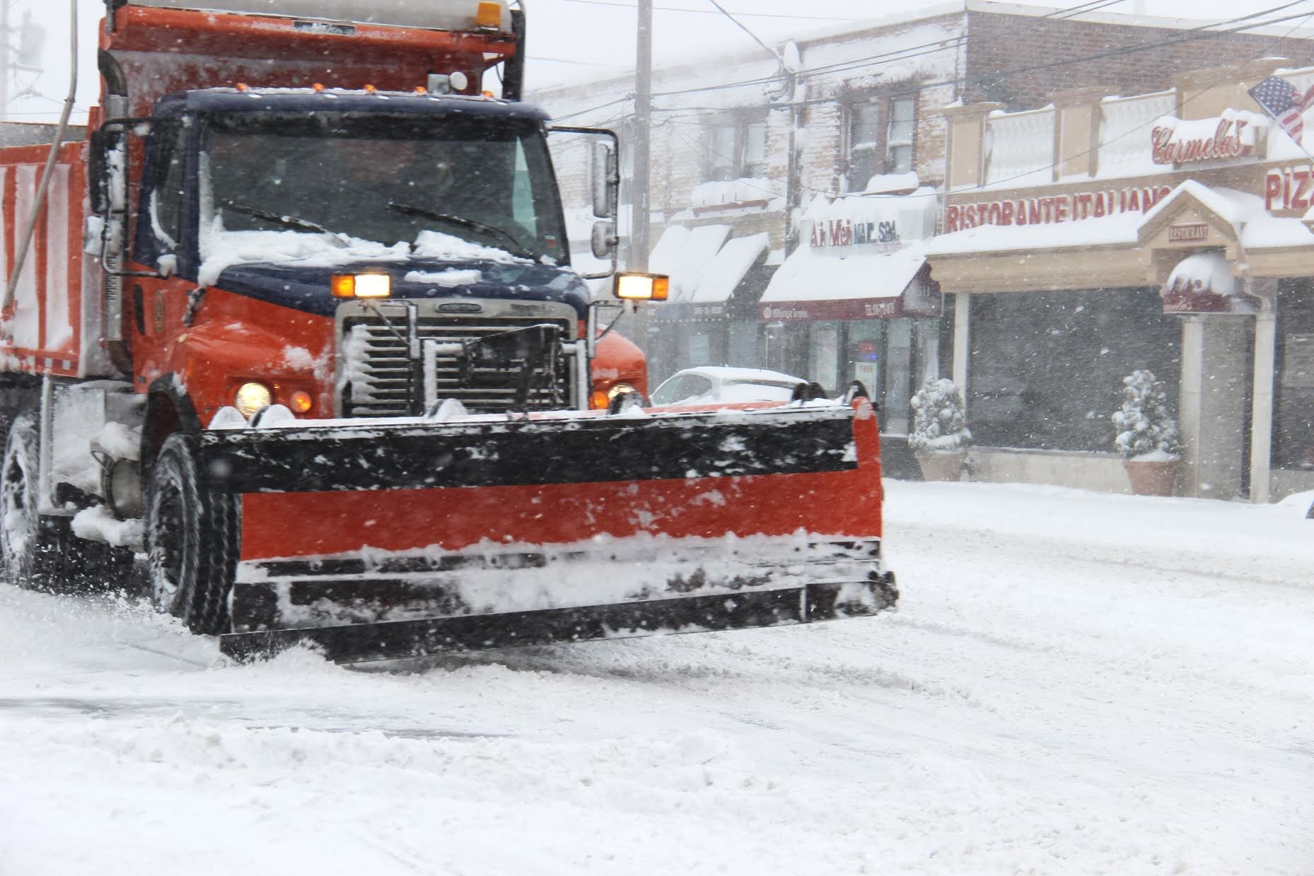 Plows from both Nassau County and the Town of Hempstead have been out clearing roads in Franklin Square and Elmont.