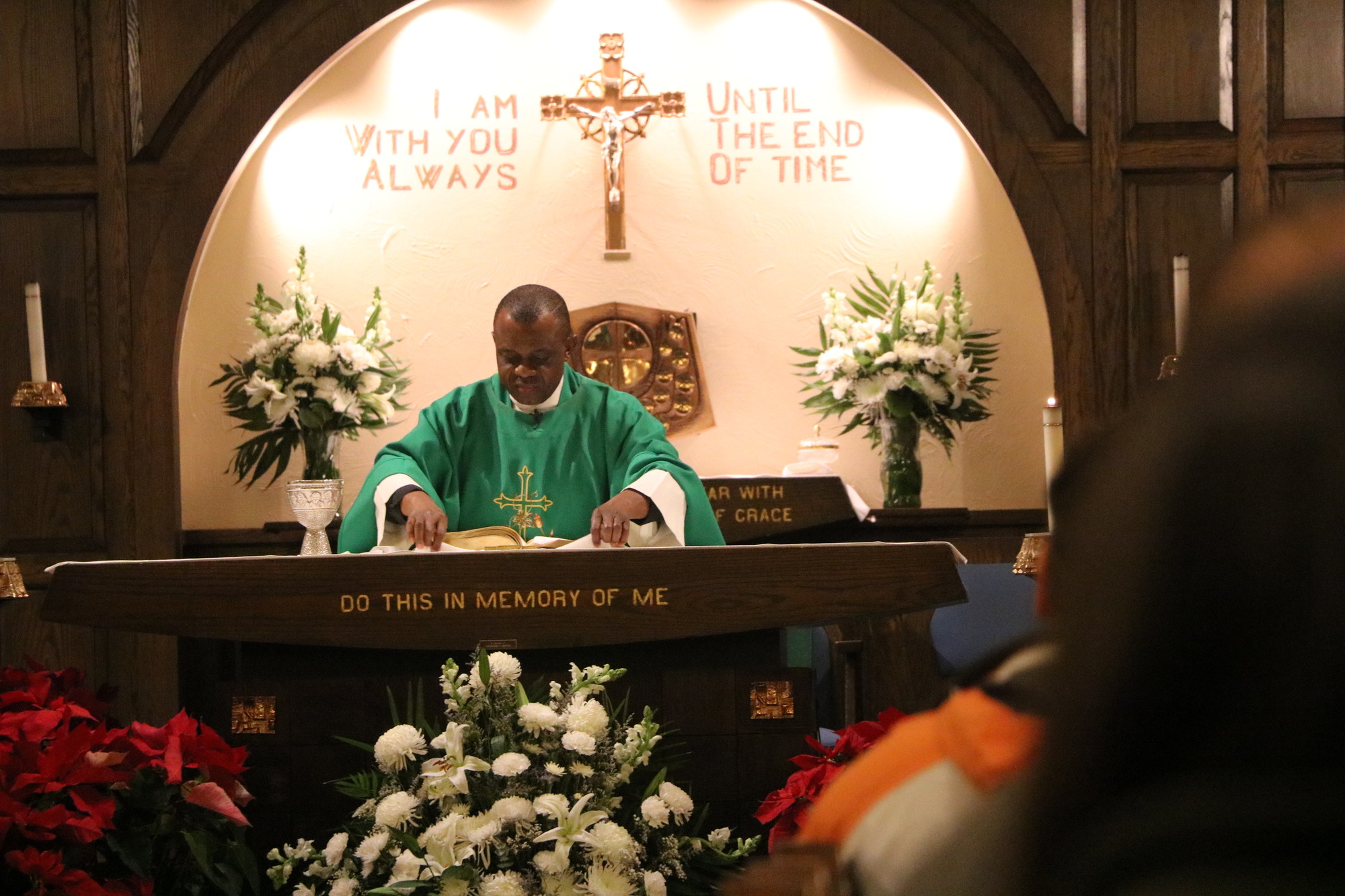 Okochi at the 5 p.m. mass at Our Lady of Lourdes last Sunday.