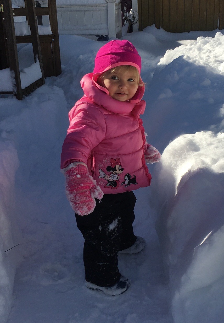 The snow was a new discovery for 18-month-old Sienna Wallach.