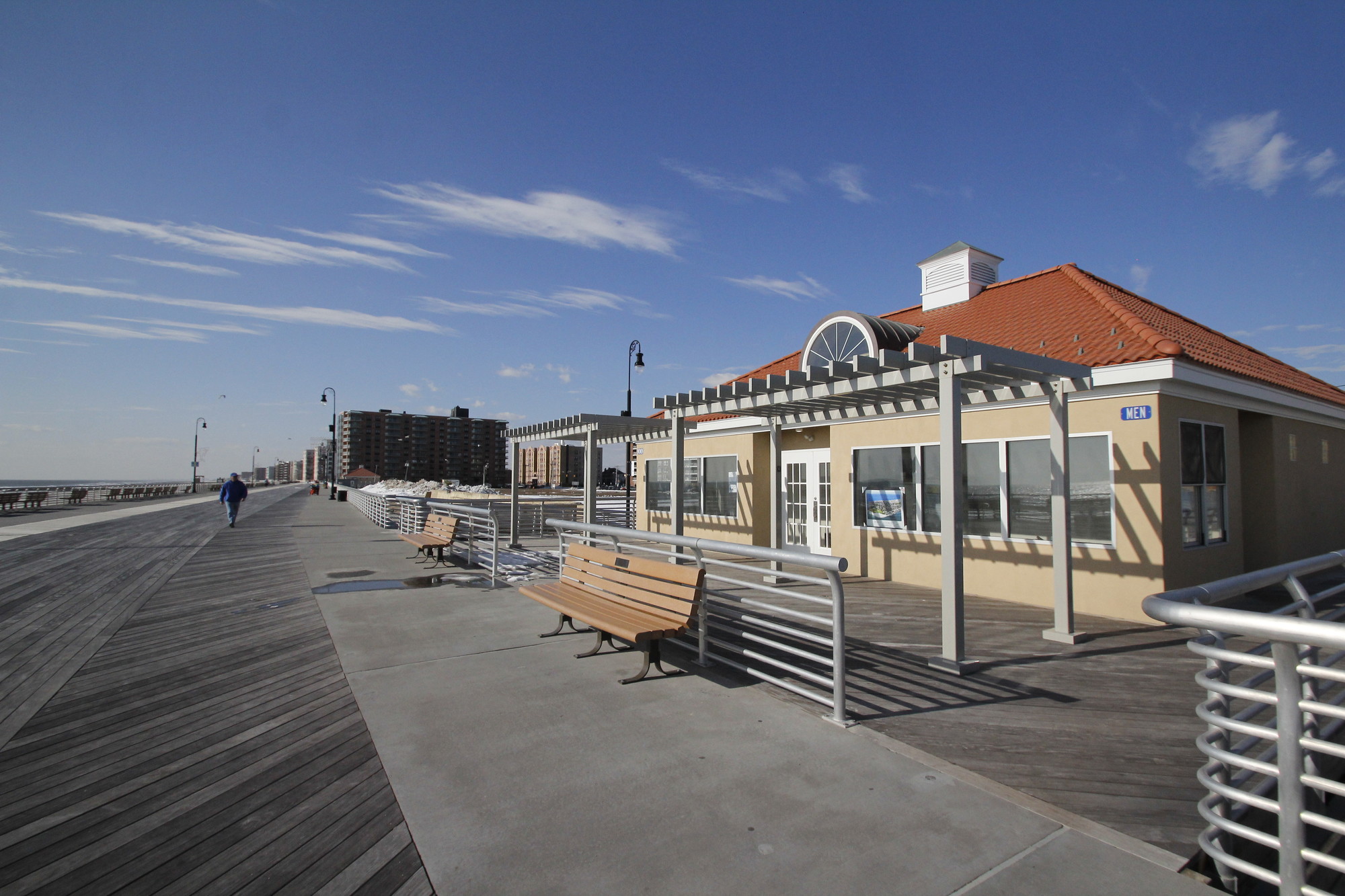 The city has issued a request for proposals to add concessions at the new comfort stations along the boardwalk, like this one at Riverside Boulevard. Photo by Christina Daly/Herald