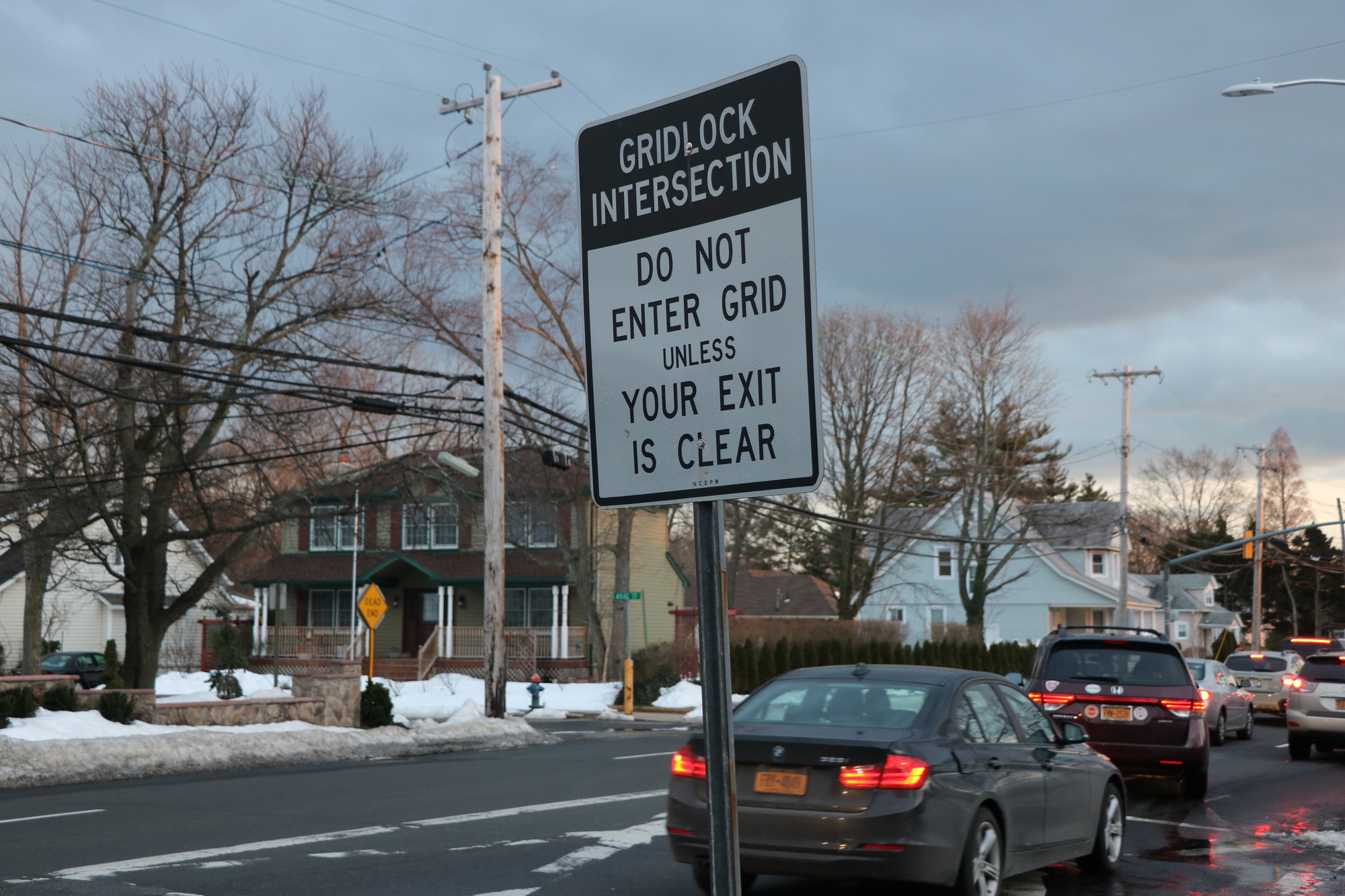 this gridlock sign was placed across the street from the site of the proposed condos two years ago, Malverne resident Thomas FitzGerald said.