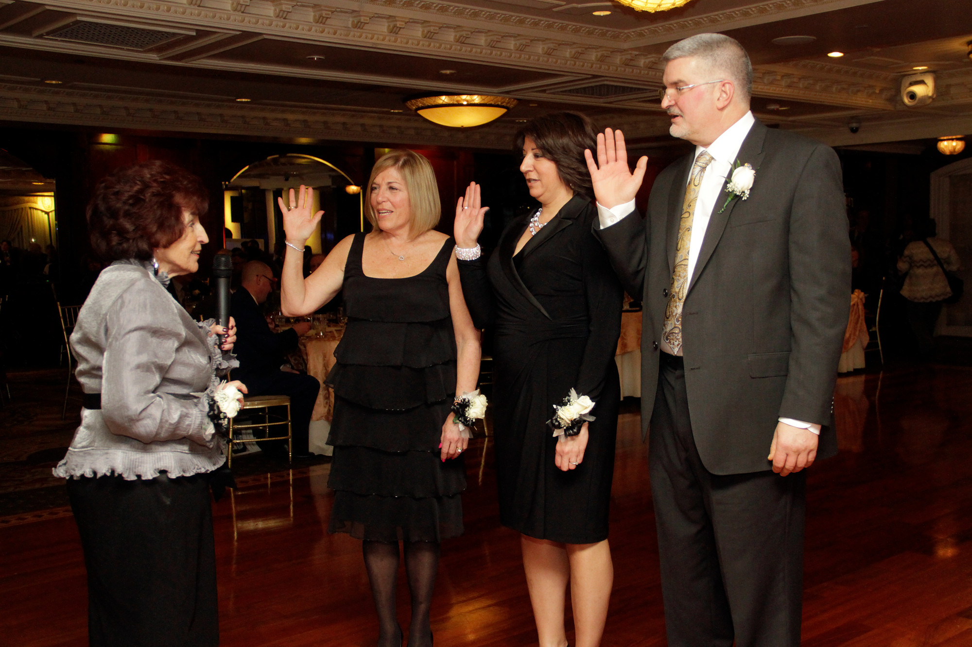 Nassau County Legislator Norma Gonsalves swore in the chamber’s new officers during the ceremony at Westbury Manor.