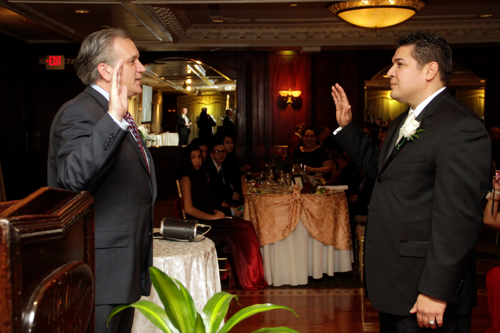 Nassau County Executive Ed Mangano swore in William Miranda, owner of Madison Pierce Real Estate, as the new president of the East Meadow Chamber of Commerce at the group’s 61st annual installation ceremony on Jan. 29.
