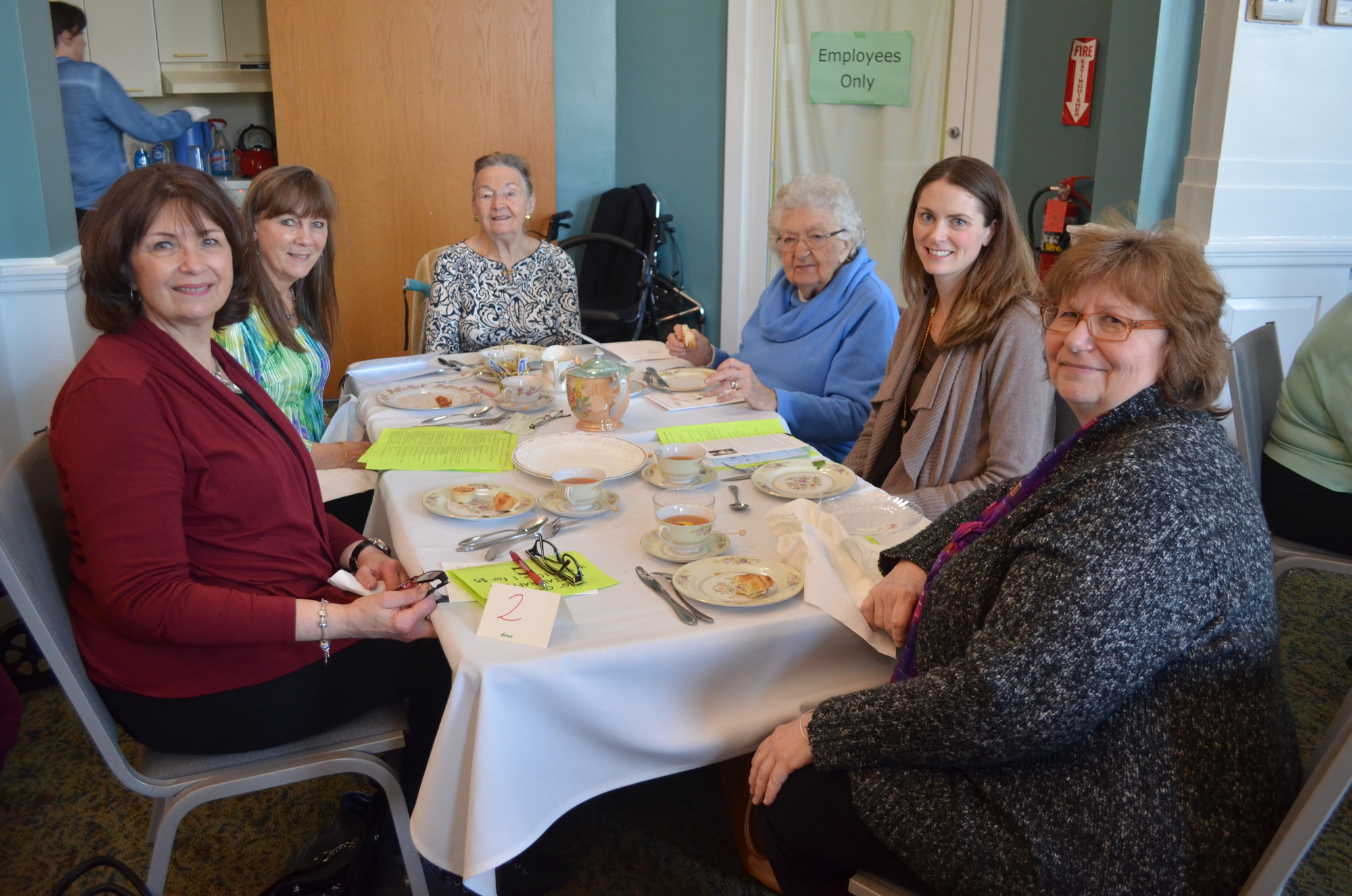 Jery Charles, left, Marjorie Monahan, Sheila Stone, Marie Blanda, Elizabeth Wolk, Debbie VanCura shared a table and awaited the delicious fare.