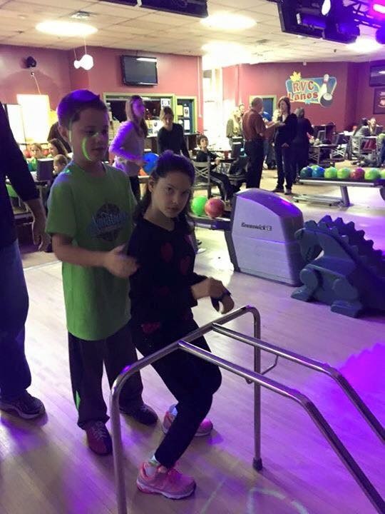Siblings Aidan and Grace Darcy enjoyed one of Sensory Bean’s first fundraisers at a local bowling alley.