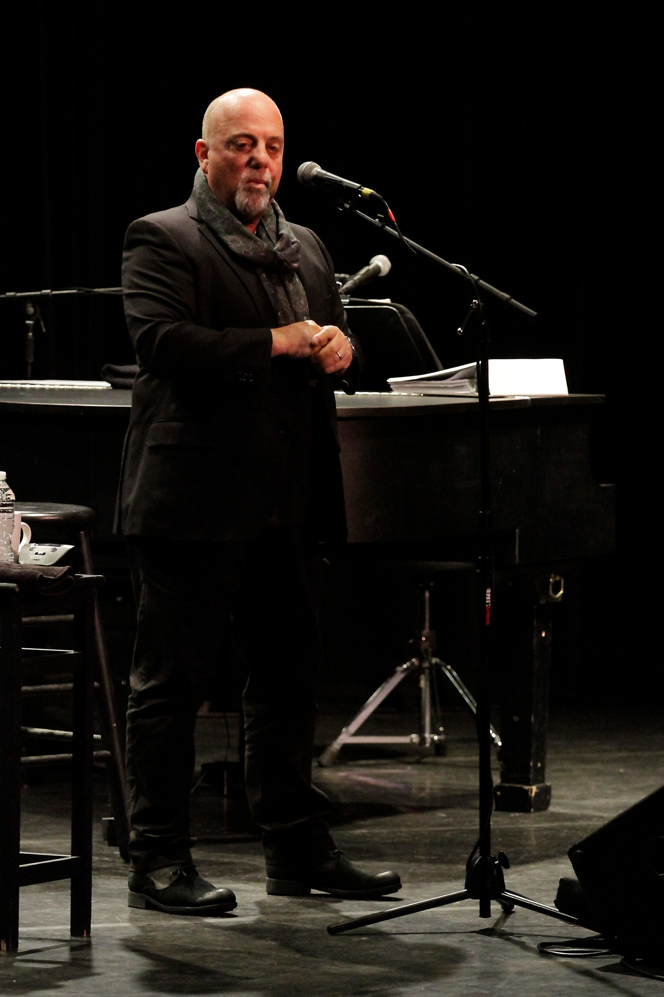 Billy Joel led a “master class” for students on Monday at the Tilles Center for the Performing Arts at LIU Post. Joel pledged a $1 million donation to LIHSA recently and is working with the school to help increase enrollment through publicity.