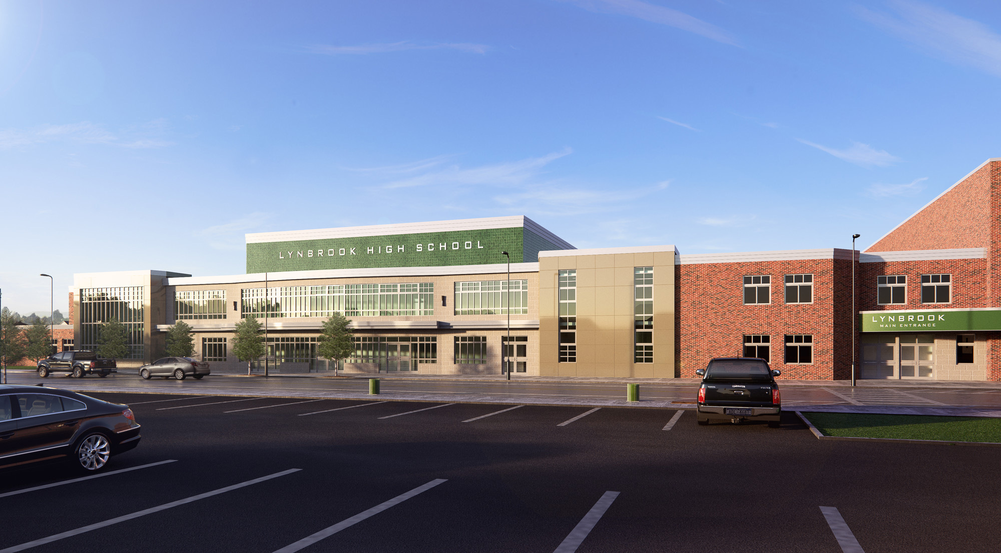 An artist’s rendering of what the completed high school would look like if the March 15 bond vote passes.