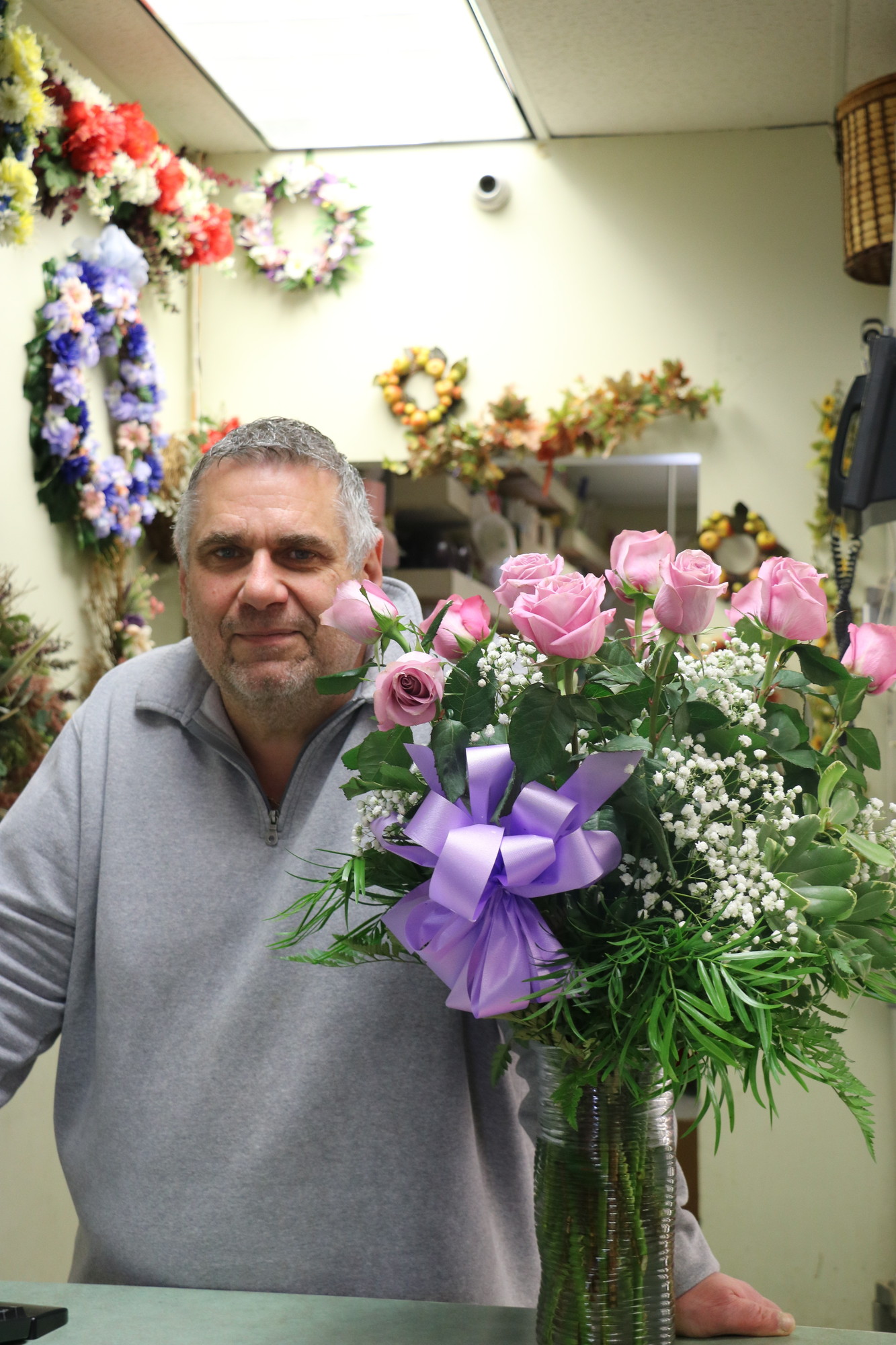 Bury says his biggest sellers are roses, and there are many plants, balloons and other gift items for sale in his store at 347 Hempstead Ave., Malverne.