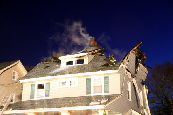 The roof was destroyed on the Strife's Scranton Avenue home.