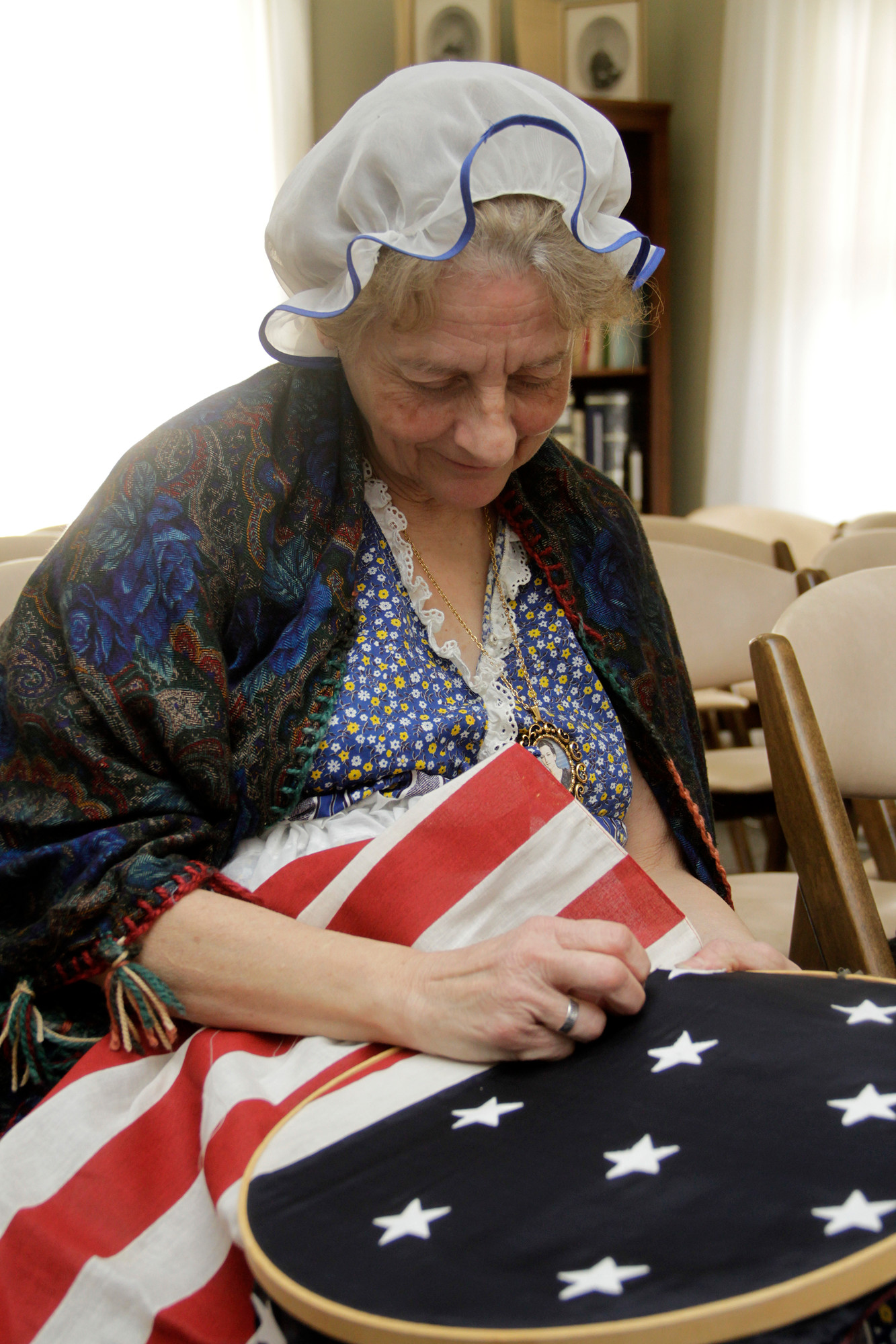 Betsy Ross, aka Catherine Dellis, sewed her flag.