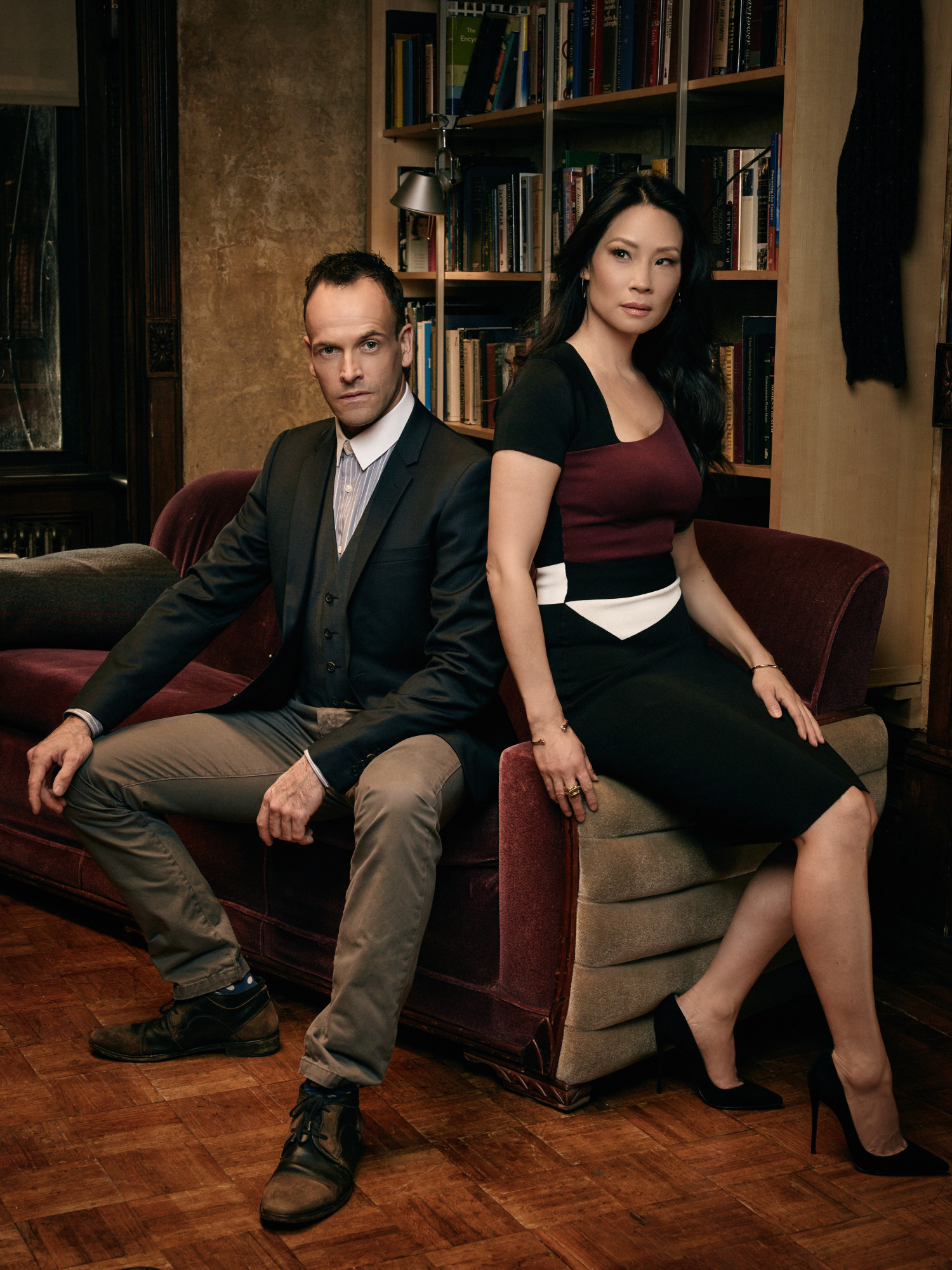 Stars Jonny Lee Miller and Lucy Liu were in Valley Stream for the shoot.