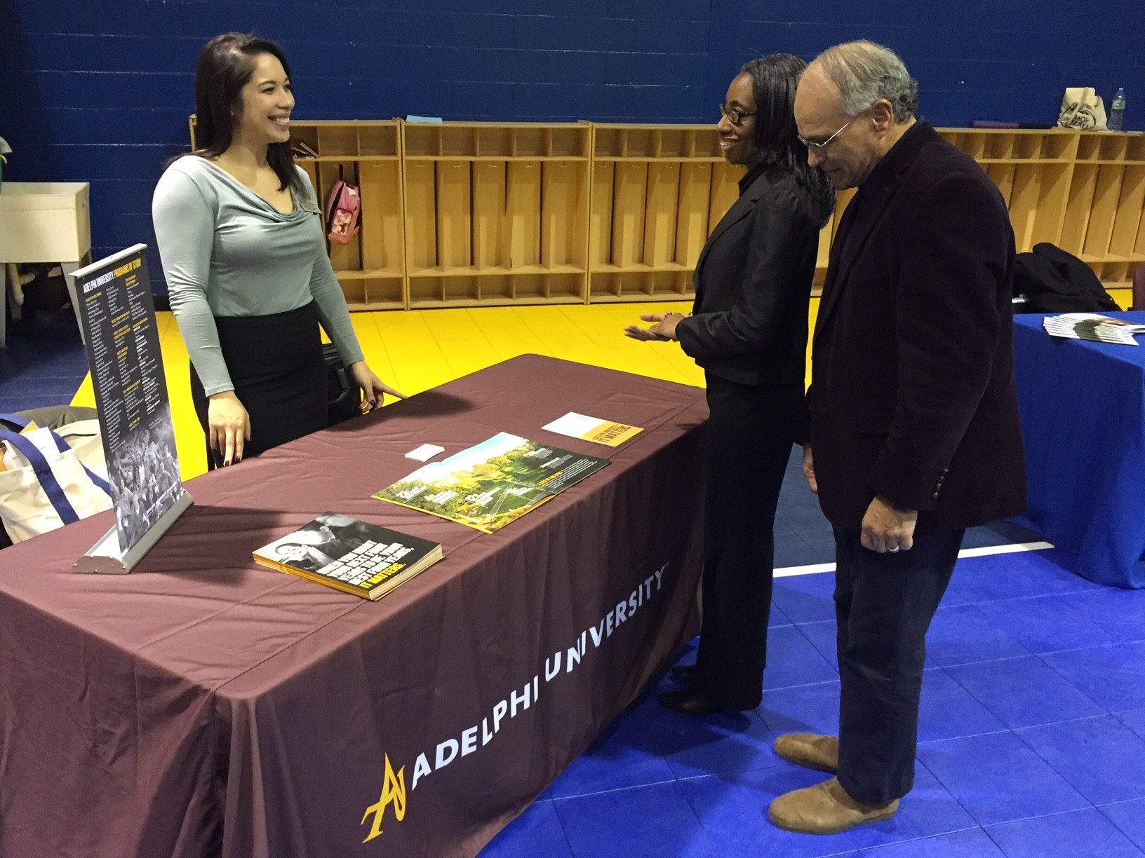 City Council members Anissa Moore and Len Torres met Stephanie Espina, the director of freshman admissions at Adelphi University.