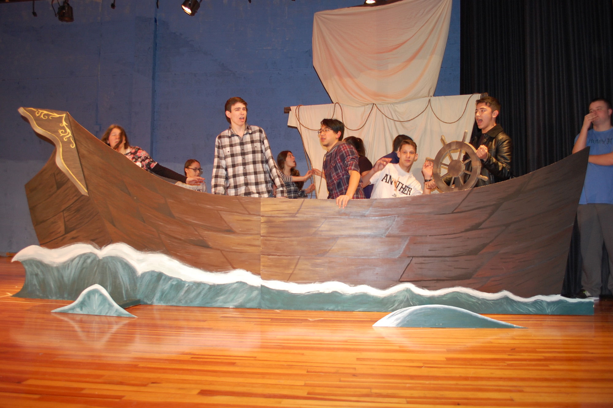 Cast members rehearse a scene from “The Little Mermaid” which hits the Seaford High School stage this Friday and Saturday.