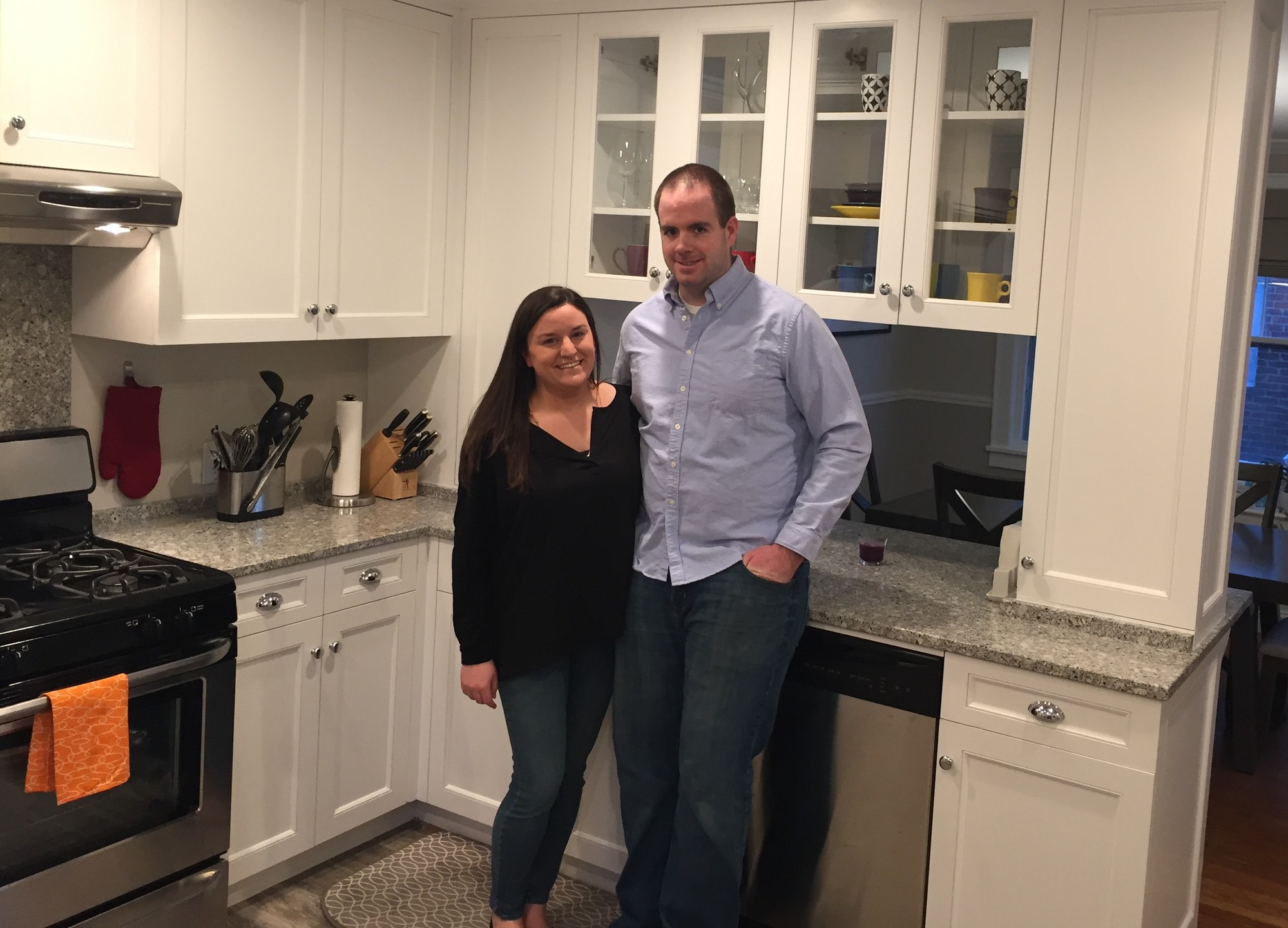 Jackie and Jack Cook in their redesigned kitchen, which will be featured in an episode of NBC’s “George to the Rescue” on April 9.